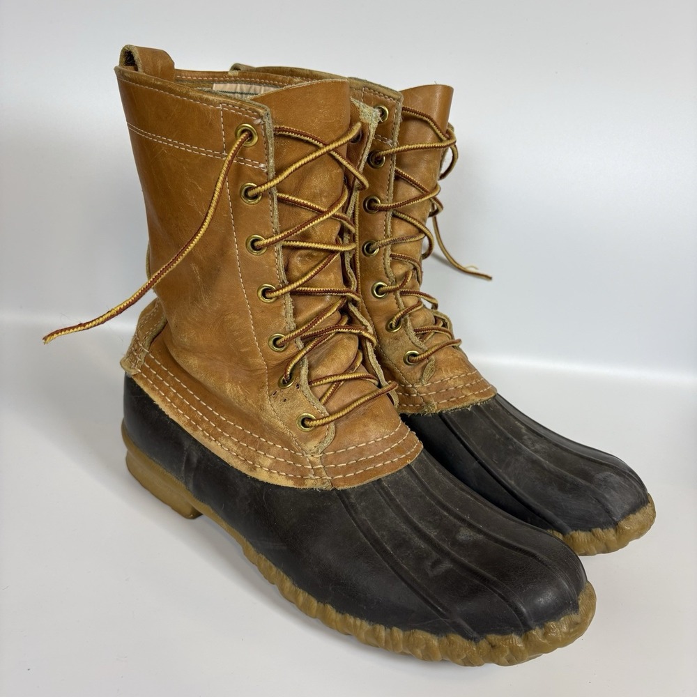 Vintage 70s 80s LL Bean Maine Hunting Shoes Womens 8 M 10" Duck Boots USA
